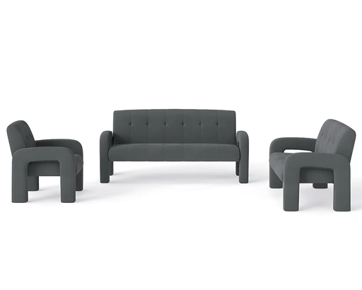 The Shopsite Sofa 3 Piece Milan Charcoal Sofa Set 3 Piece Milan Charcoal Sofa Set