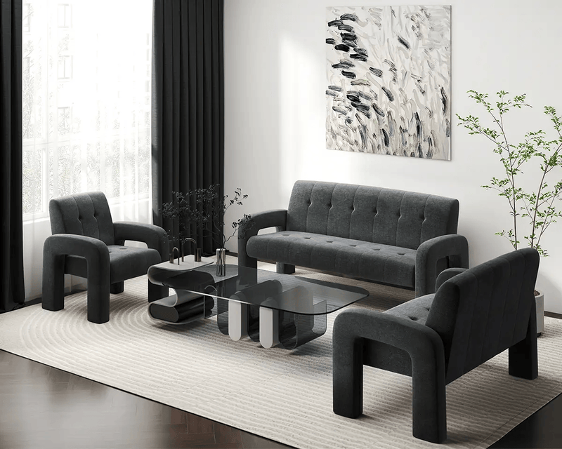 The Shopsite Sofa 3 Piece Milan Charcoal Sofa Set 3 Piece Milan Charcoal Sofa Set