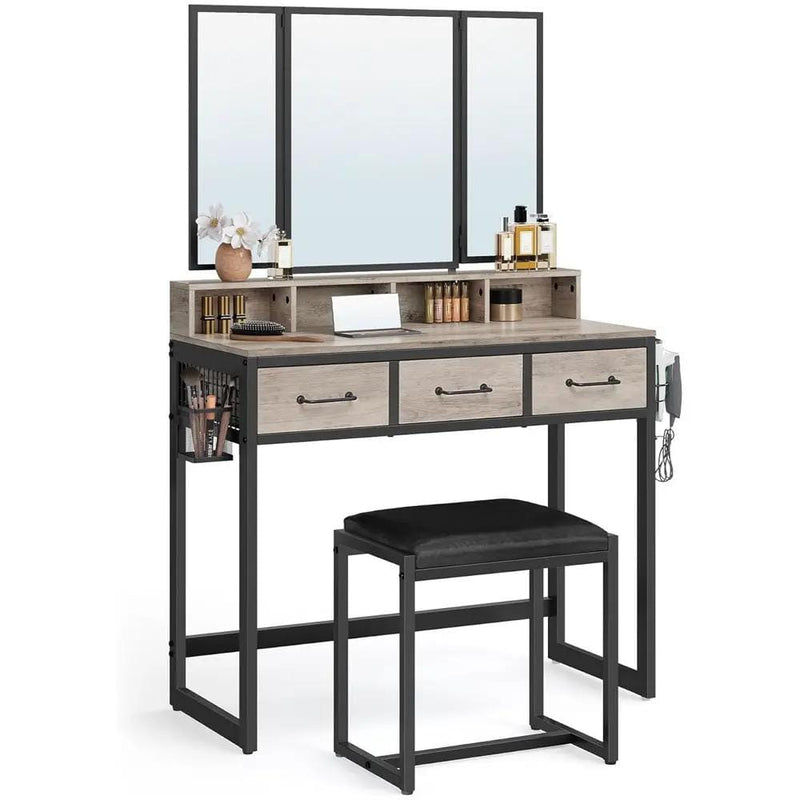VASAGLE Makeup Vanity with Stool Dressing Table by The Shopsite