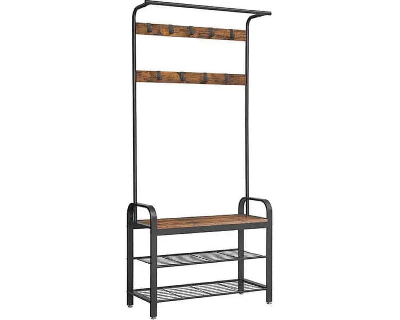 Wooden Coat Rack with Shelves Hooks by VASAGLE by The Shopsite