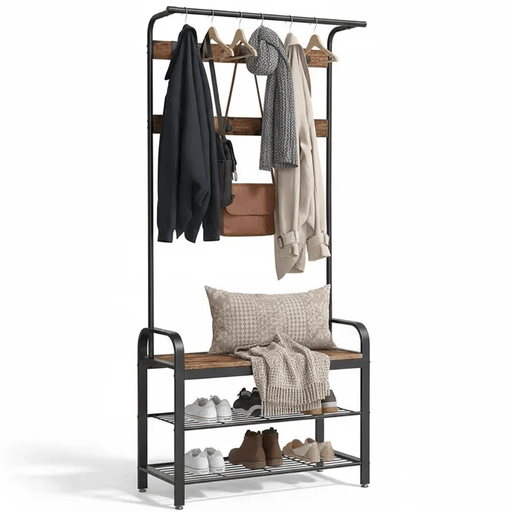 The Shopsite Home-living Wooden Coat Rack with Shelves Hooks by VASAGLE Wooden Coat Rack with Shelves Hooks by VASAGLE