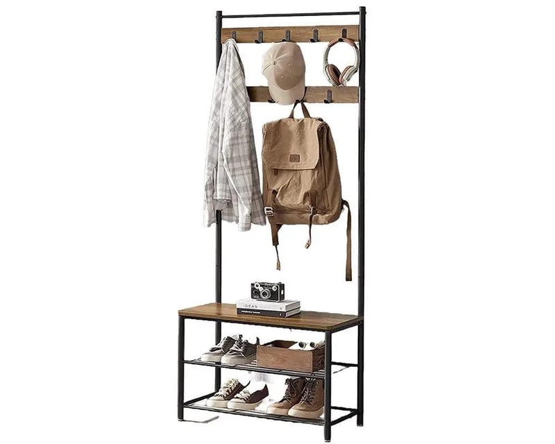 Wooden Coat Rack with Shelves Hooks by VASAGLE by The Shopsite