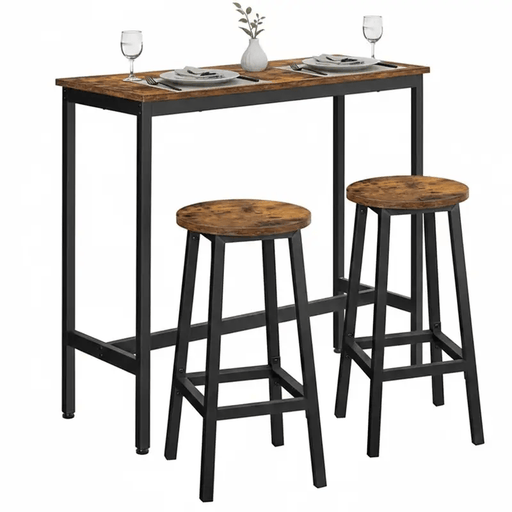 The Shopsite HOME-LIVING Modern Bar Table Stool Set Greige Black VASAGLE Modern Bar Table Stool Set Greige Black VASAGLE