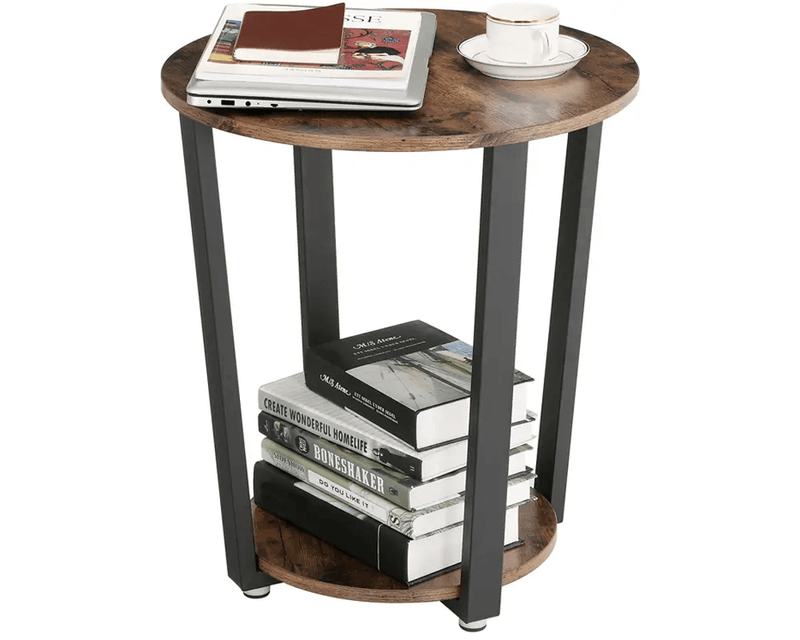 VASAGLE Side Table End Table Rustic Brown and Black by The Shopsite