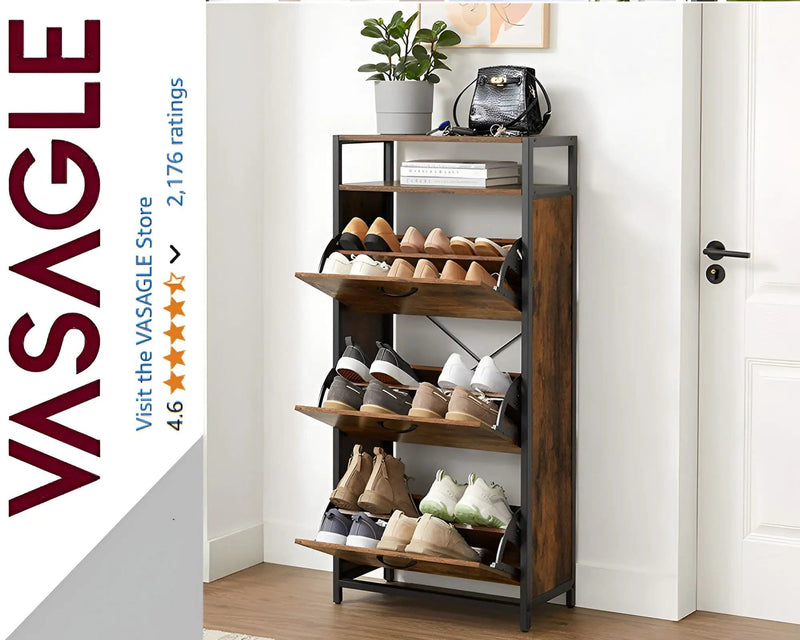 The Shopsite HOME-LIVING Shoe Rack Storage with 3 Compartments Shoe Rack Storage with 3 Compartments