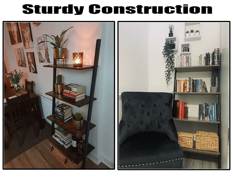Leaning Wall Bookcase Rustic Brown Wood Plant Stand by The Shopsite