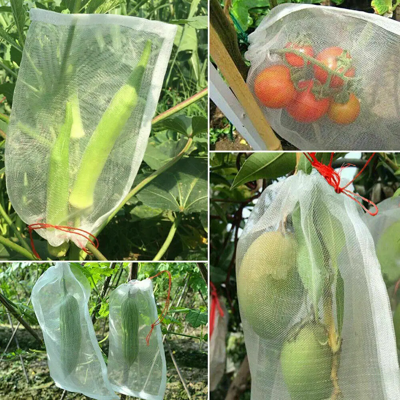 100pcs 45x30cm Agriculture Garden Fruit Vegetable Protection Exclusion Mesh Net Bags by salelink.co.nz