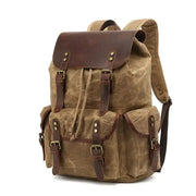 Waxed Canvas Computer Travel Bag with Leather Accents - 20-35L Laptop Backpack for Work & School by Mead's Supply & Equipment Outfitters limited