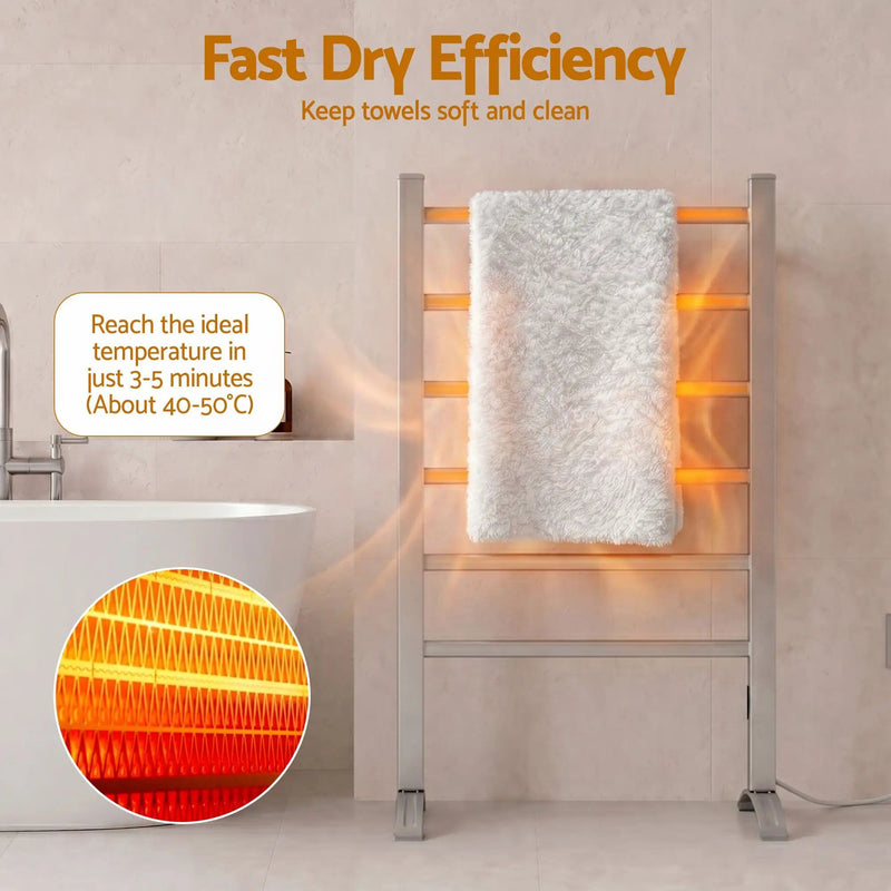 SportZone.co.nz Home & Garden > Laundry & Cleaning > Drying Racks & Hangers Devanti Electric Heated Towel Rail Rack 6 Bars with Timer Clothes Dry Warmer Devanti Electric Heated Towel Rail Rack 6 Bars with Timer Clothes Dry Warmer