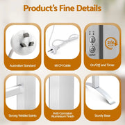 SportZone.co.nz Home & Garden > Laundry & Cleaning > Drying Racks & Hangers Devanti Electric Heated Towel Rail Rack 6 Bars with Timer Clothes Dry Warmer Devanti Electric Heated Towel Rail Rack 6 Bars with Timer Clothes Dry Warmer