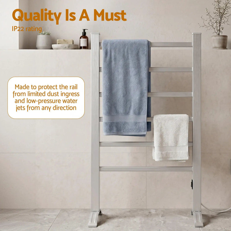SportZone.co.nz Home & Garden > Laundry & Cleaning > Drying Racks & Hangers Devanti Electric Heated Towel Rail Rack 6 Bars with Timer Clothes Dry Warmer Devanti Electric Heated Towel Rail Rack 6 Bars with Timer Clothes Dry Warmer