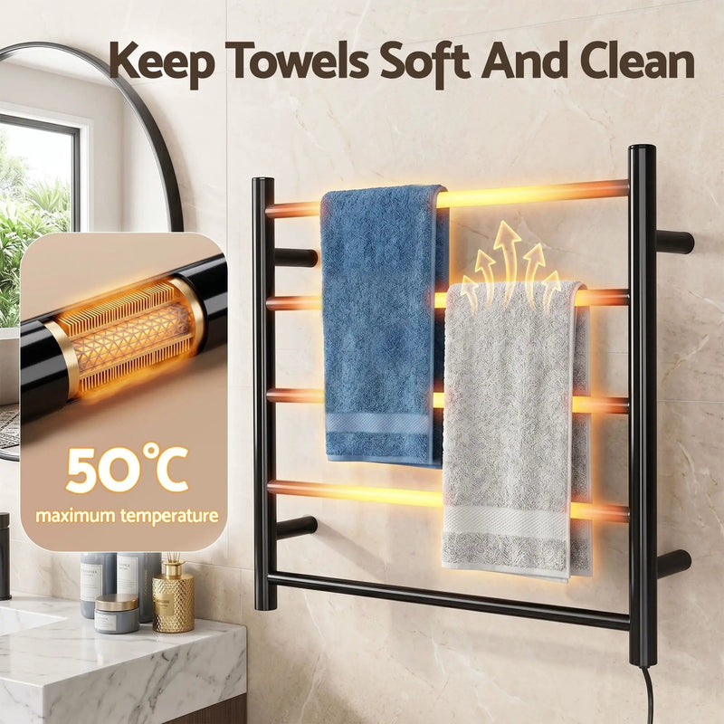 Devanti Electric Heated Towel Rail Rack 5 Bars Wall Mounted Clothes Dry Warmer by SportZone.co.nz