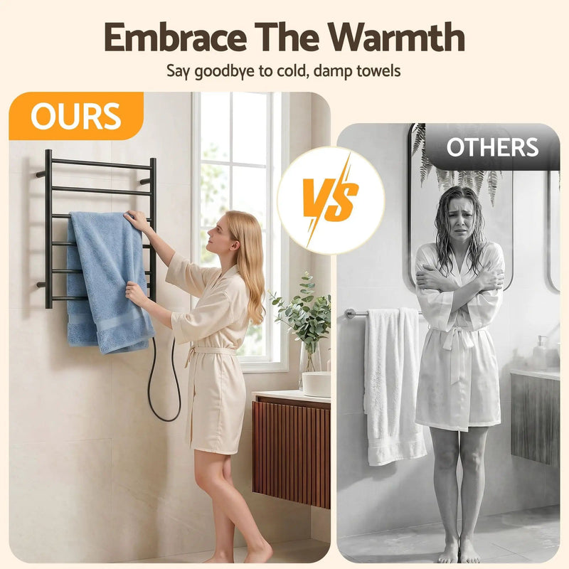 Devanti Electric Heated Towel Rail Rack 5 Bars Wall Mounted Clothes Dry Warmer by SportZone.co.nz