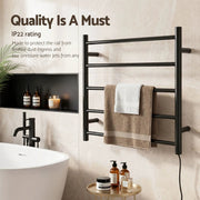 Devanti Electric Heated Towel Rail Rack 5 Bars Wall Mounted Clothes Dry Warmer by SportZone.co.nz