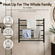 Devanti Electric Heated Towel Rail Rack 5 Bars Wall Mounted Clothes Dry Warmer by SportZone.co.nz