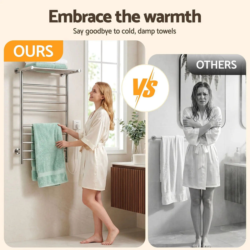 SportZone.co.nz Home & Garden > Laundry & Cleaning > Drying Racks & Hangers Devanti Electric Heated Towel Rail Rack 14 Bars Wall Mounted Clothes Dry Warmer Devanti Electric Heated Towel Rail Rack 14 Bars Wall Mounted Clothes Dry Warmer