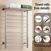 SportZone.co.nz Home & Garden > Laundry & Cleaning > Drying Racks & Hangers Devanti Electric Heated Towel Rail Rack 14 Bars Wall Mounted Clothes Dry Warmer Devanti Electric Heated Towel Rail Rack 14 Bars Wall Mounted Clothes Dry Warmer
