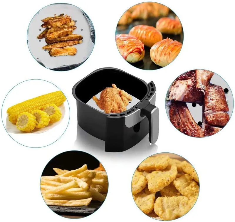 200pcs Air Fryer Liners Perforated Parchment Paper Square Non-stick by salelink.co.nz