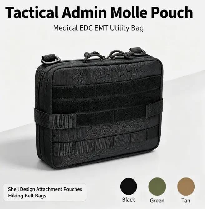 g8buynz Tactical Admin Molle Pouch, Medical EDC EMT Utility Bag Shell Design Attachment Tactical Admin Molle Pouch, Medical EDC EMT Utility Bag Shell Design Attachment