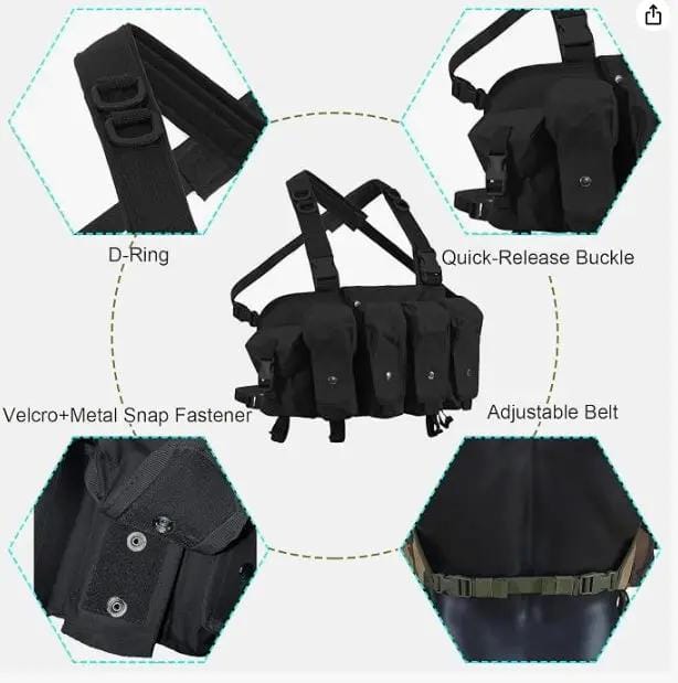 g8buynz Outdoor Tactical Chest Rig Adjustable Tactical Outdoor Hunting Chest Rig Outdoor Tactical Chest Rig Adjustable Tactical Outdoor Hunting Chest Rig