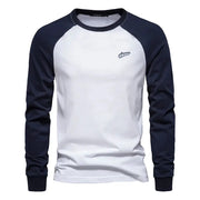 Men's Cotton Long Sleeve Color Block T-Shirt - Casual Comfort & Style by Mead's Supply & Equipment Outfitters limited