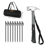 g8buynz Tent Stakes and Hammer Set 8pcs 12in Heavy Duty Forged Steel Tent Stakes+a Hammer Tent Stakes and Hammer Set 8pcs 12in Heavy Duty Forged Steel Tent Stakes+a Hammer