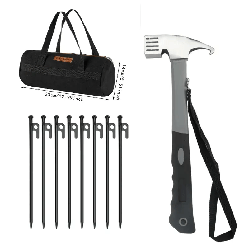 g8buynz Tent Stakes and Hammer Set 8pcs 12in Heavy Duty Forged Steel Tent Stakes+a Hammer Tent Stakes and Hammer Set 8pcs 12in Heavy Duty Forged Steel Tent Stakes+a Hammer
