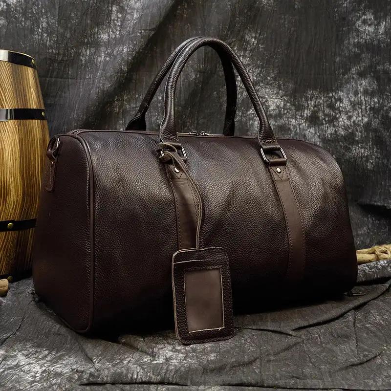 Leather Business Travel Bag - Premium Duffel with Multiple Compartments | Black & Bronze by Mead's Supply & Equipment Outfitters limited