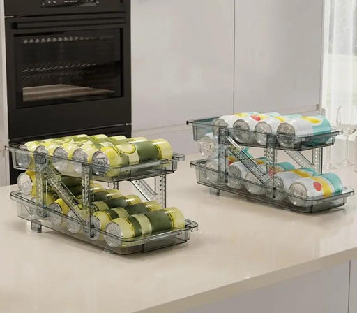 g8buynz 2PC Infinite Telescopic Beverage Storage Box, Two-Tier Automatic Rolling Soda Can Storage Organizer 2PC Infinite Telescopic Beverage Storage Box, Two-Tier Automatic Rolling Soda Can Storage Organizer