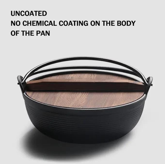 g8buynz 25cm stew pot Japanese Style Sukiyaki Tetsu Nabe Pot with Wooden Lid and Double Handle Cast Iron Pot 25cm stew pot Japanese Style Sukiyaki Tetsu Nabe Pot with Wooden Lid and Double Handle Cast Iron Pot