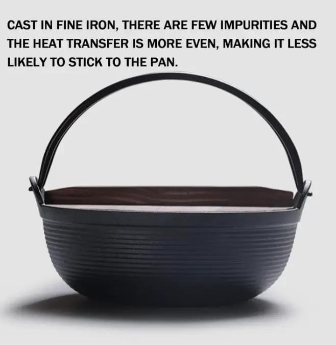 g8buynz 25cm stew pot Japanese Style Sukiyaki Tetsu Nabe Pot with Wooden Lid and Double Handle Cast Iron Pot 25cm stew pot Japanese Style Sukiyaki Tetsu Nabe Pot with Wooden Lid and Double Handle Cast Iron Pot