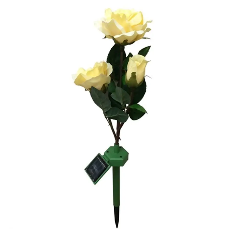 Solar Flower LED Light Artificial Rose Garden Landscape Decor Yellow by salelink.co.nz