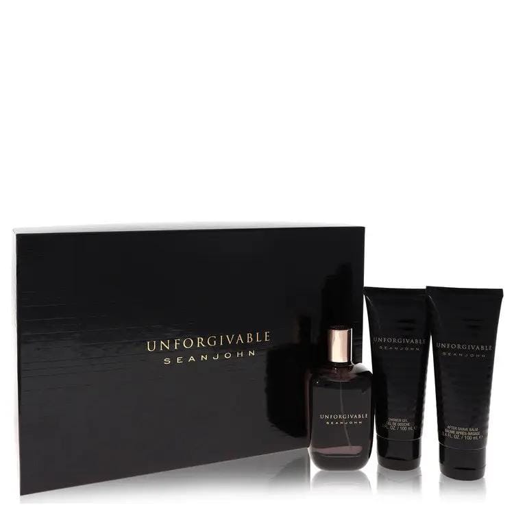 Brands HD Gift Set - 4.2 oz Eau De Toilette Spray + 3.4 oz Shower Gel + 3.4 oz After Shave Balm Unforgivable Gift Set - 4.2 oz Eau De Toilette Spray + 3.4 oz Shower Gel + 3.4 oz After Shave Balm by Sean John -- Unforgivable Gift Set - 4.2 oz Eau De Toilette Spray + 3.4 oz Shower Gel + 3.4 oz After Shave Balm by Sean John --