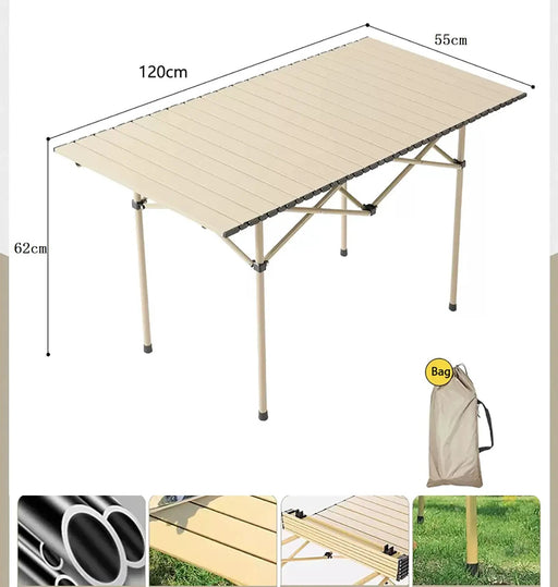 120 cm Portable Folding Camping Table – Roll-Up Outdoor Cooking & Picnic Table ZF1409 by ECOTREK