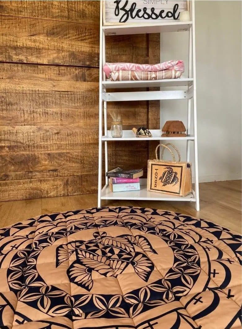 PELE PELE playmat Ryda Ngatu Velvet Baby Playmat With Pacific Turtle Motif PELE Ngatu Velvet Baby Playmat Pacific Turtle