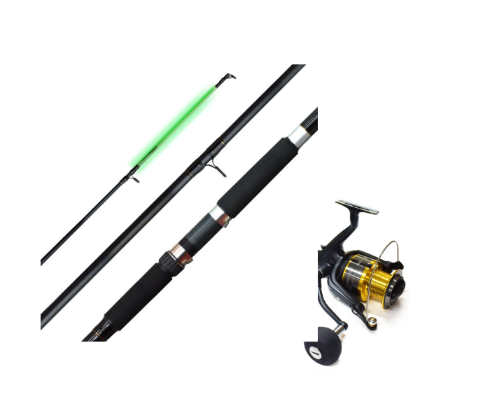 Kilwell LED 1203 80-150g Surf Rod with Reel Combo showcasing LED light and spinning reel.