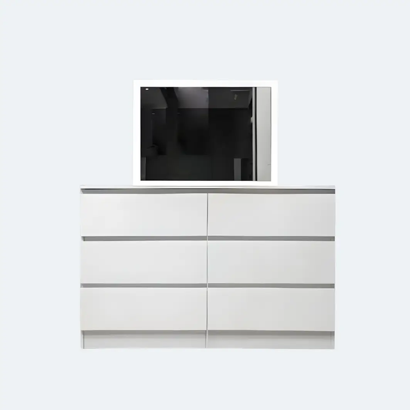 'Monaco' White Chest of 6 drawers With Mirror by sue-e furniture