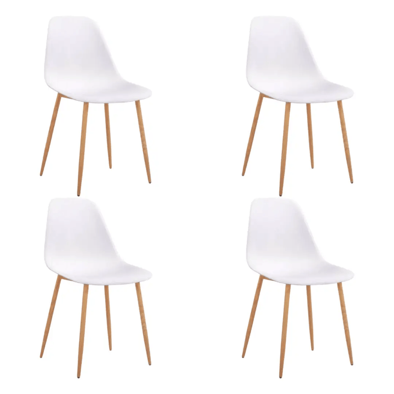 Alpine Dining Chair [White with Wooden Color Legs] Set of 4 by sue-e furniture