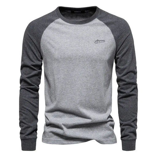 Men's Cotton Long Sleeve Color Block T-Shirt - Casual Comfort & Style by Mead's Supply & Equipment Outfitters limited