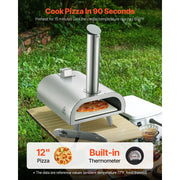 SportZone.co.nz Home & Garden > BBQ > BBQs & Accessories 12 Inch Outdoor Wood Fired Pizza Oven Portable With Thermometer And Carry Bag 12 Inch Portable Wood Fired Pizza Oven With Carry Bag