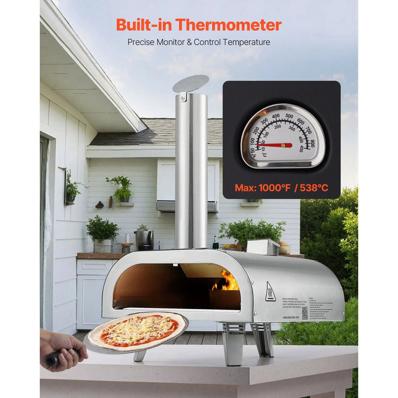 SportZone.co.nz Home & Garden > BBQ > BBQs & Accessories 12 Inch Outdoor Wood Fired Pizza Oven Portable With Thermometer And Carry Bag 12 Inch Portable Wood Fired Pizza Oven With Carry Bag