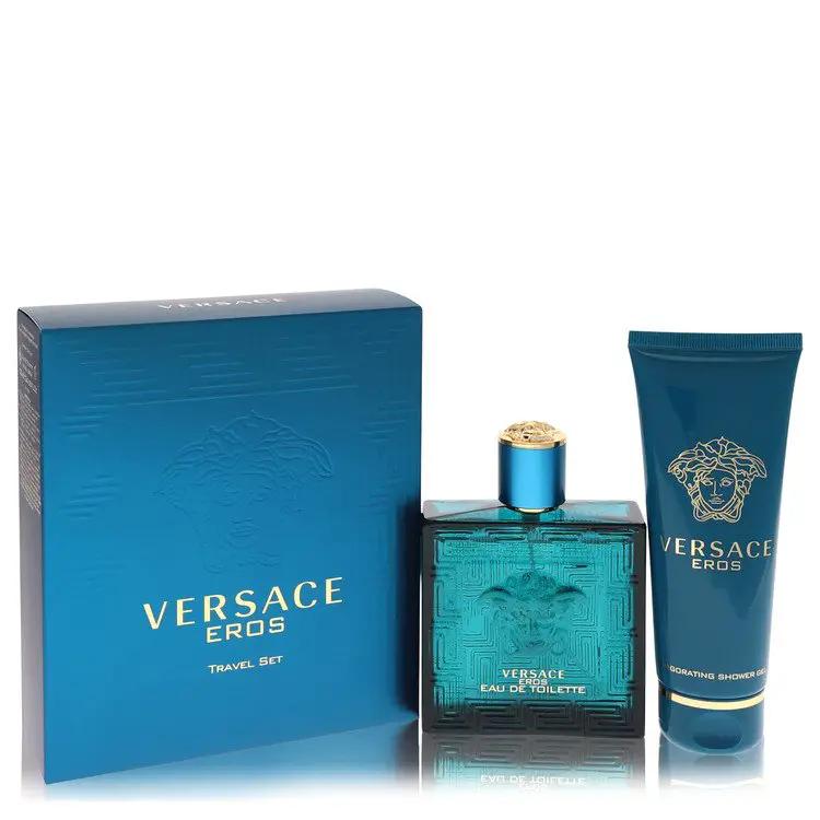 Versace Eros Gift Set - 3.4 oz Eau De Toilette Spray + 3.4 oz Shower Gel by Versace -- by Brands HD