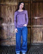 Women's Standard Long Sleeve - 100% Merino Wool, Plum by Merino 365 NZ