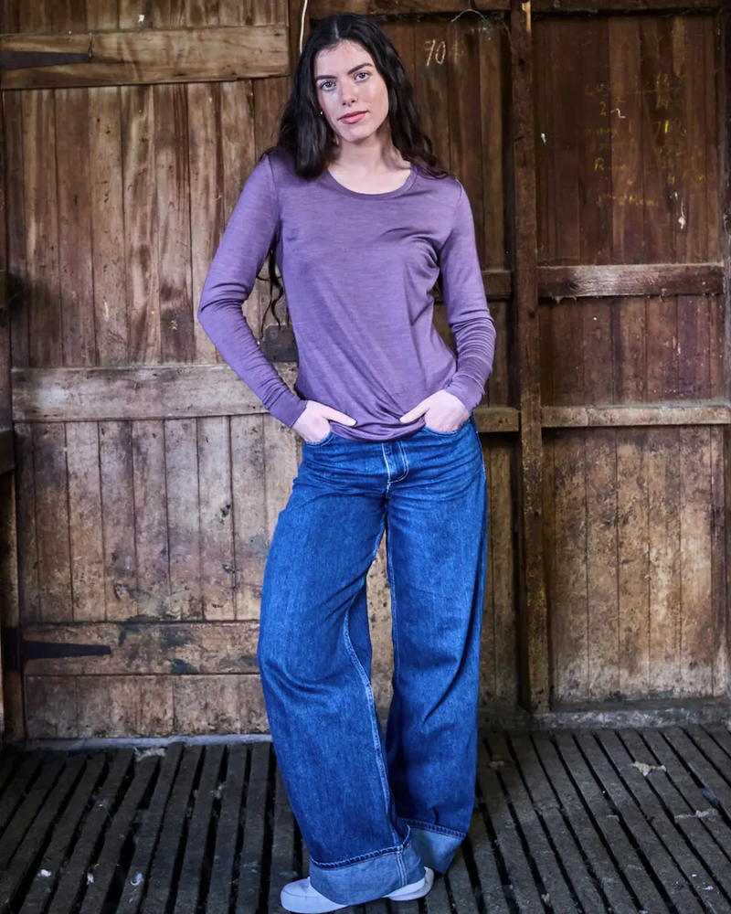 Women's Standard Long Sleeve - 100% Merino Wool, Plum by Merino 365 NZ