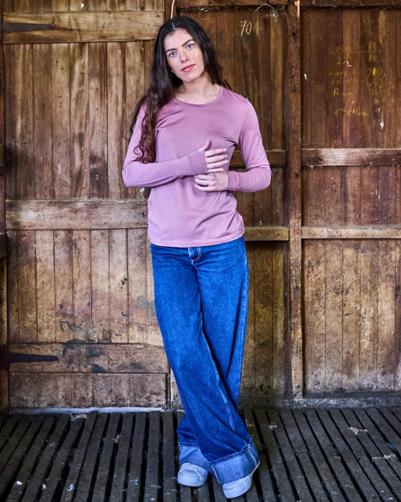 Women's Standard Long Sleeve - 100% Merino Wool, Rose by Merino 365 NZ