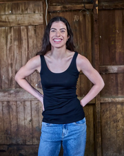 Women's Scoop Neck Tank Top - 100% Merino Wool, Black by Merino 365 NZ