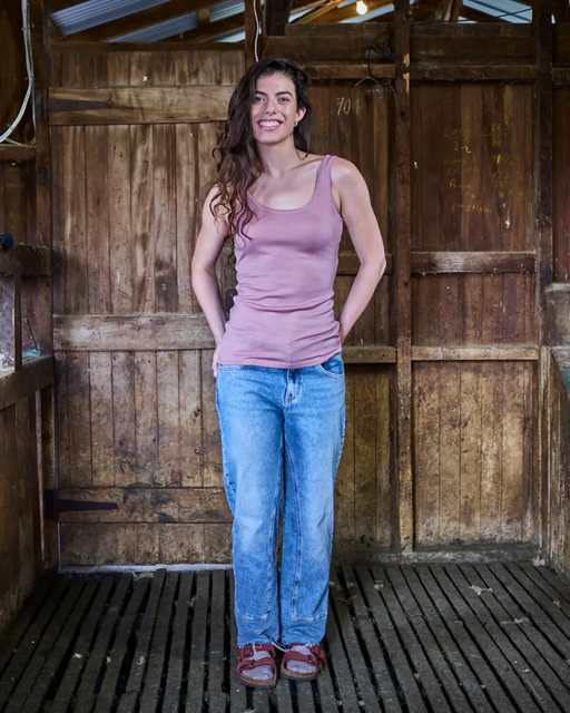 Women's Scoop Neck Tank Top - 100% Merino Wool, Rose by Merino 365 NZ