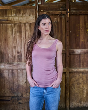 Women's Scoop Neck Tank Top - 100% Merino Wool, Rose by Merino 365 NZ