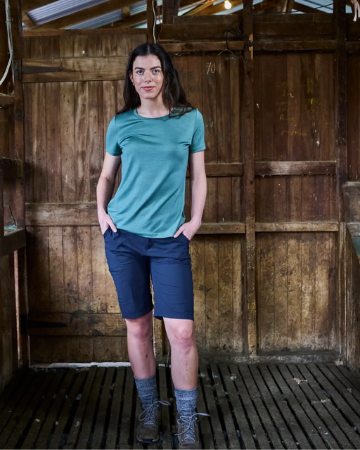 Women's Crew T-Shirt - 100% Merino Wool, Fern Green by Merino 365 NZ