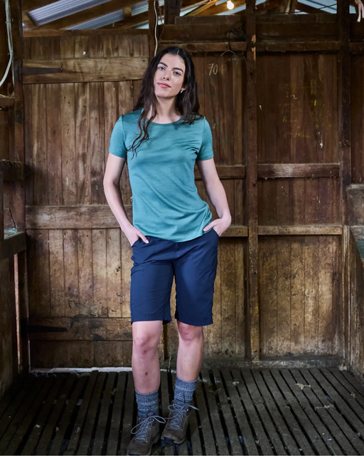 Women's Crew T-Shirt - 100% Merino Wool, Fern Green by Merino 365 NZ
